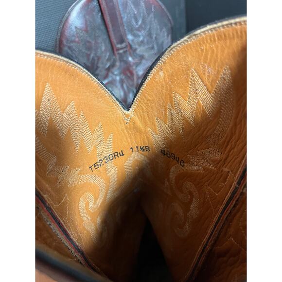 Lucchese Mens Cherry Red Dark Cowboy Western Design Leather Boots Size 11.5 B - Picture 7 of 8